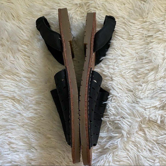 SO black slip on sling back sandals laser cut size 7 - Picture 5 of 7